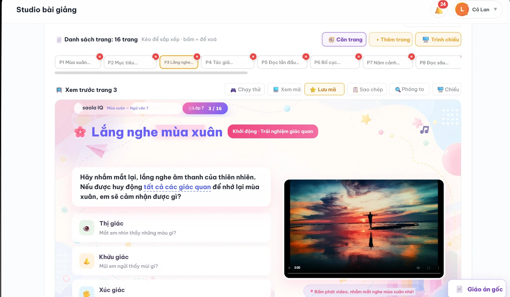 Studio bài giảng: tạo, lên kế hoạch và tạo các trang bài giảng tương tác