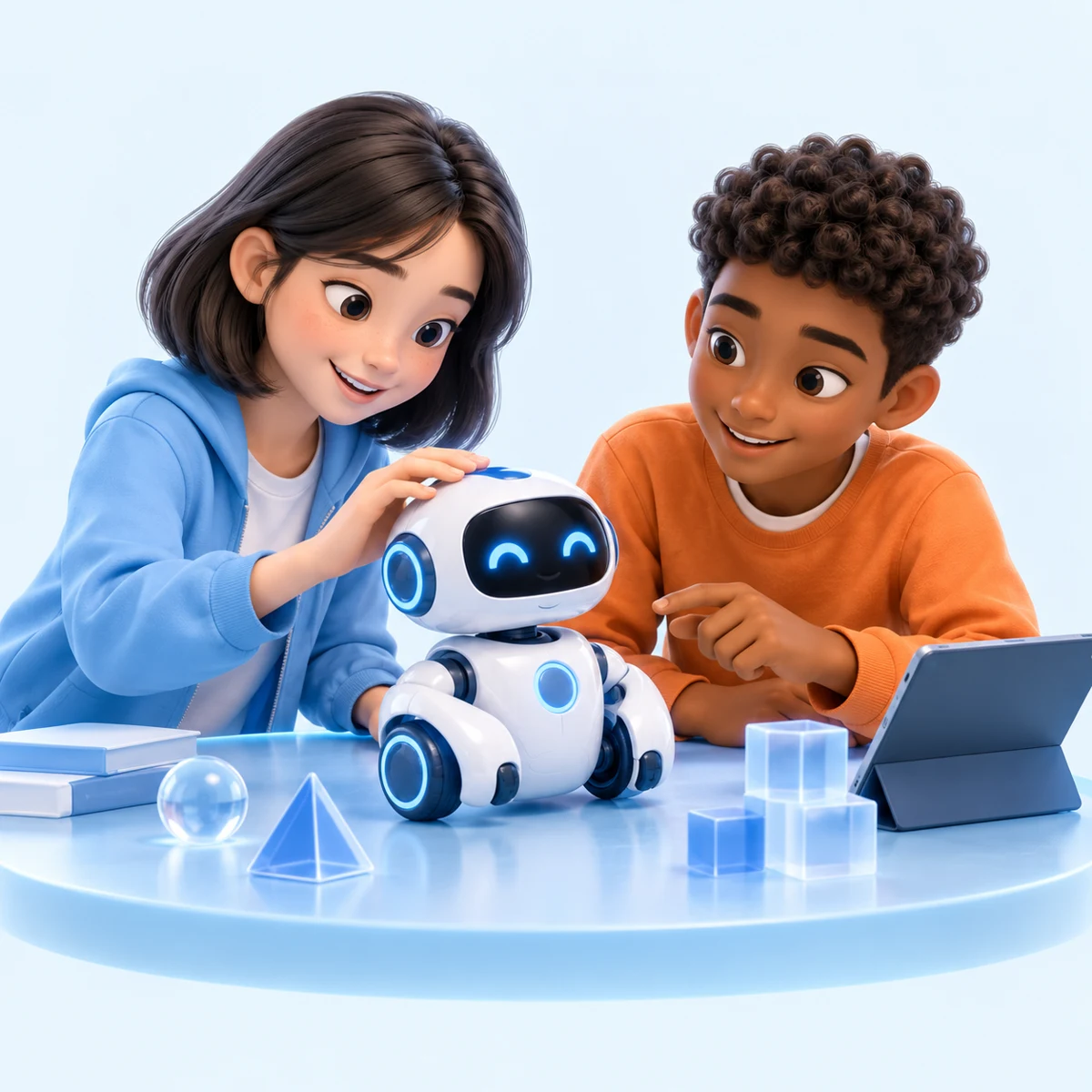 Minh hoạ học sinh cùng robot AI học tập